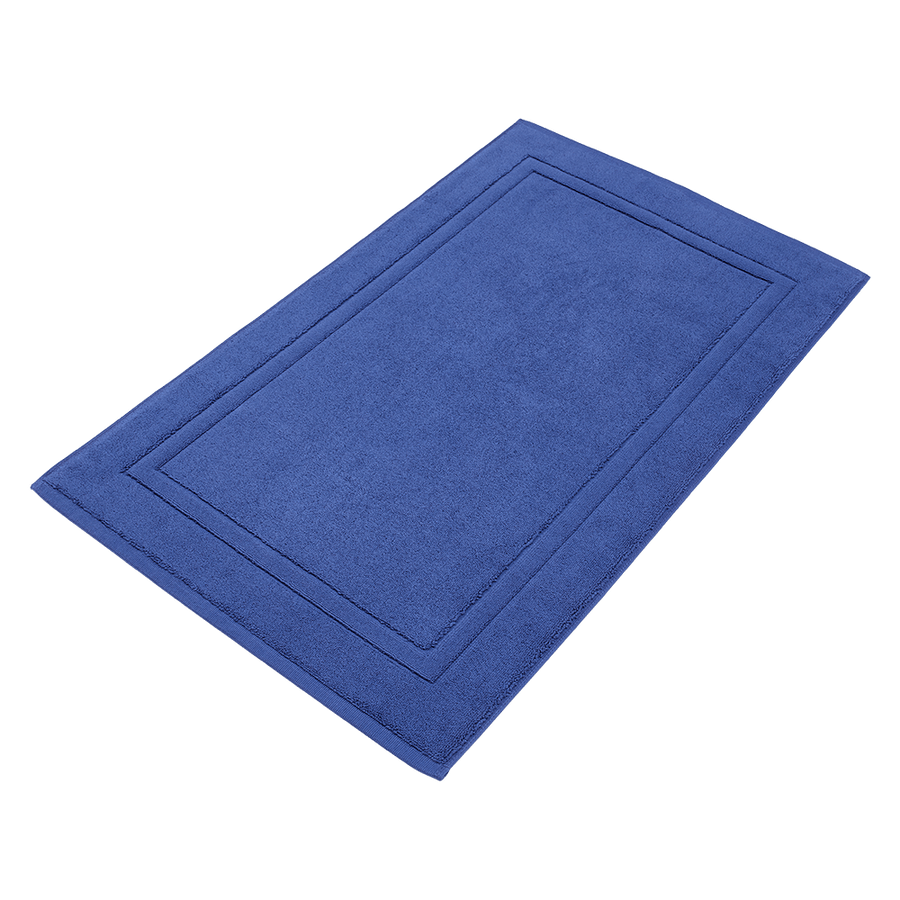 Badematte 50x80 cm aus Bio-Baumwolle in Marineblau – flach liegend