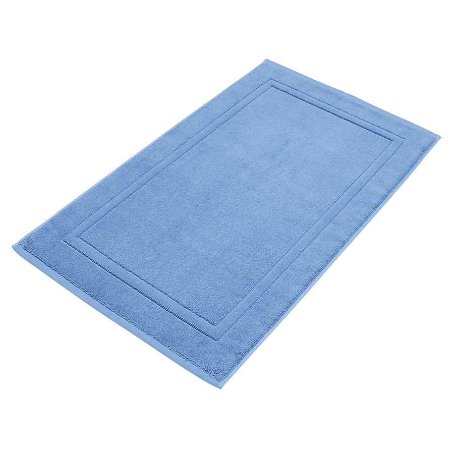 Badematte 50x80 cm aus Bio-Baumwolle in Steinblau – flach liegend