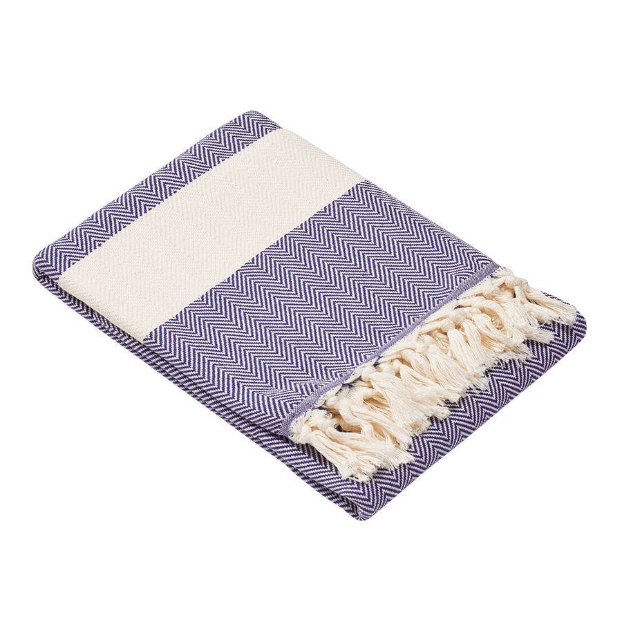 Hamamtuch 100x200 cm aus Baumwolle in Navyblau – gefaltet