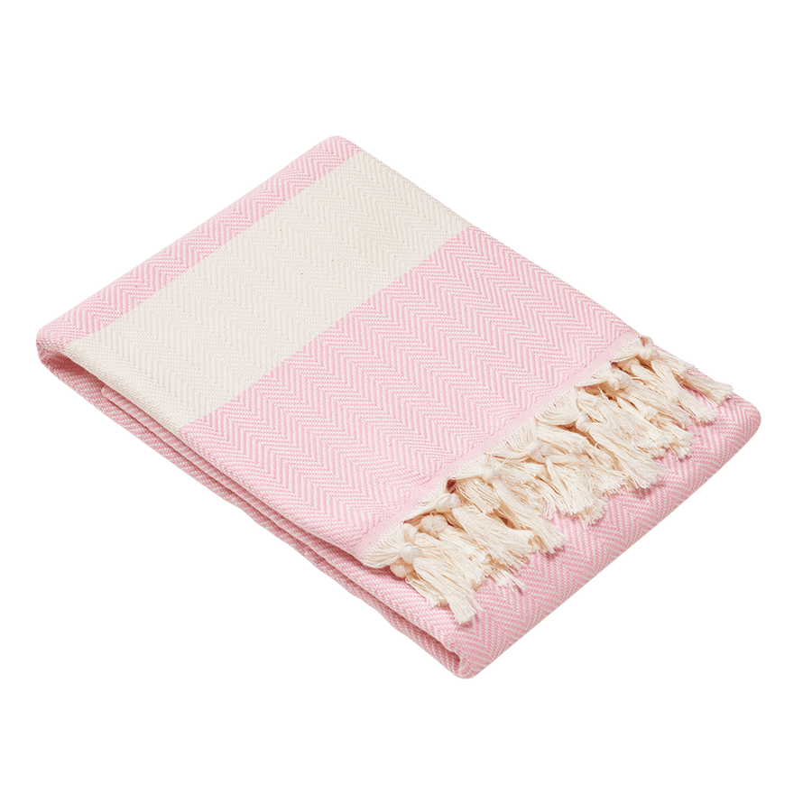 Hamamtuch 100x200 cm aus Baumwolle in Rosé – gefaltet