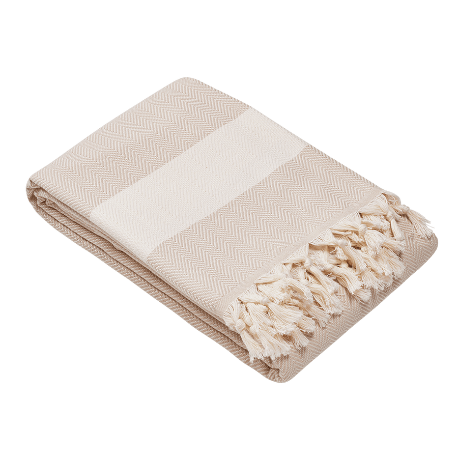 XXL-Hamamtuch 200x240 cm aus Baumwolle in Beige